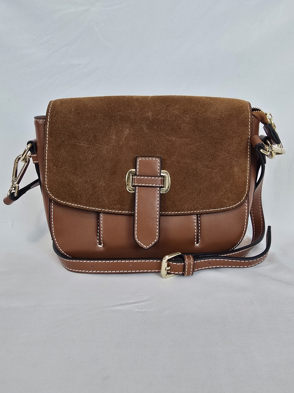 Chestnut Suede-Top Crossbody Bag - Unbranded